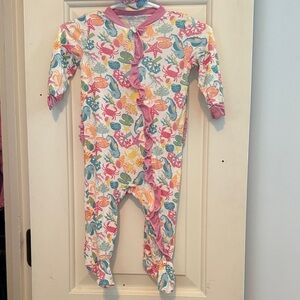 Milkberry bamboo Sea Life 0-3 month double zip footie with matching headband
